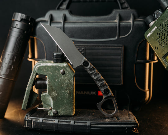 SHPOS- Black Burlap Micarta, Allen Bolts, Textured Grip