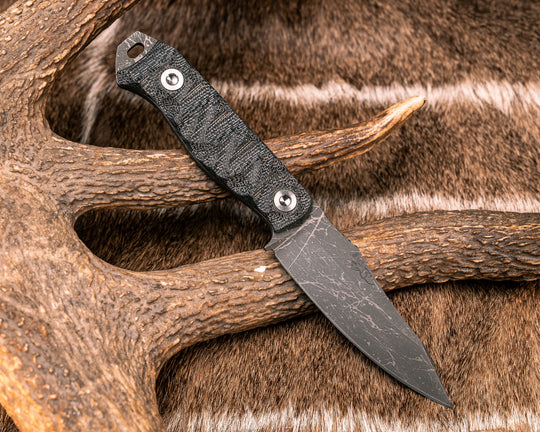 Field Knife Jr- Black Canvas Micarta, Ti Allen Bolts, Textured Grip