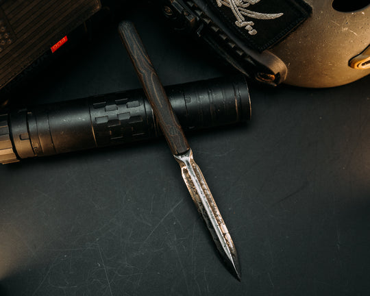 OSS Spike - Bluewood Camo G-Carta, Micarta Pins, Smooth Grip