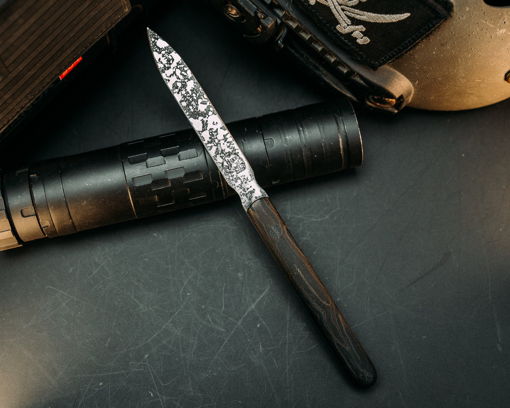 OSS Spike - Bluewood Camo G-Carta, Micarta Pins, Smooth Grip