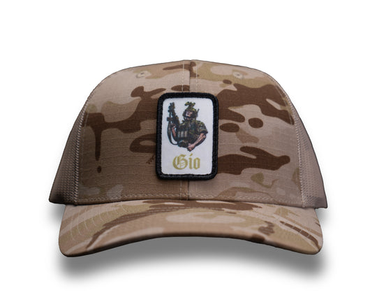 Gio Print Patch - Multicam Camo Trucker Hat w/ Tan Mesh