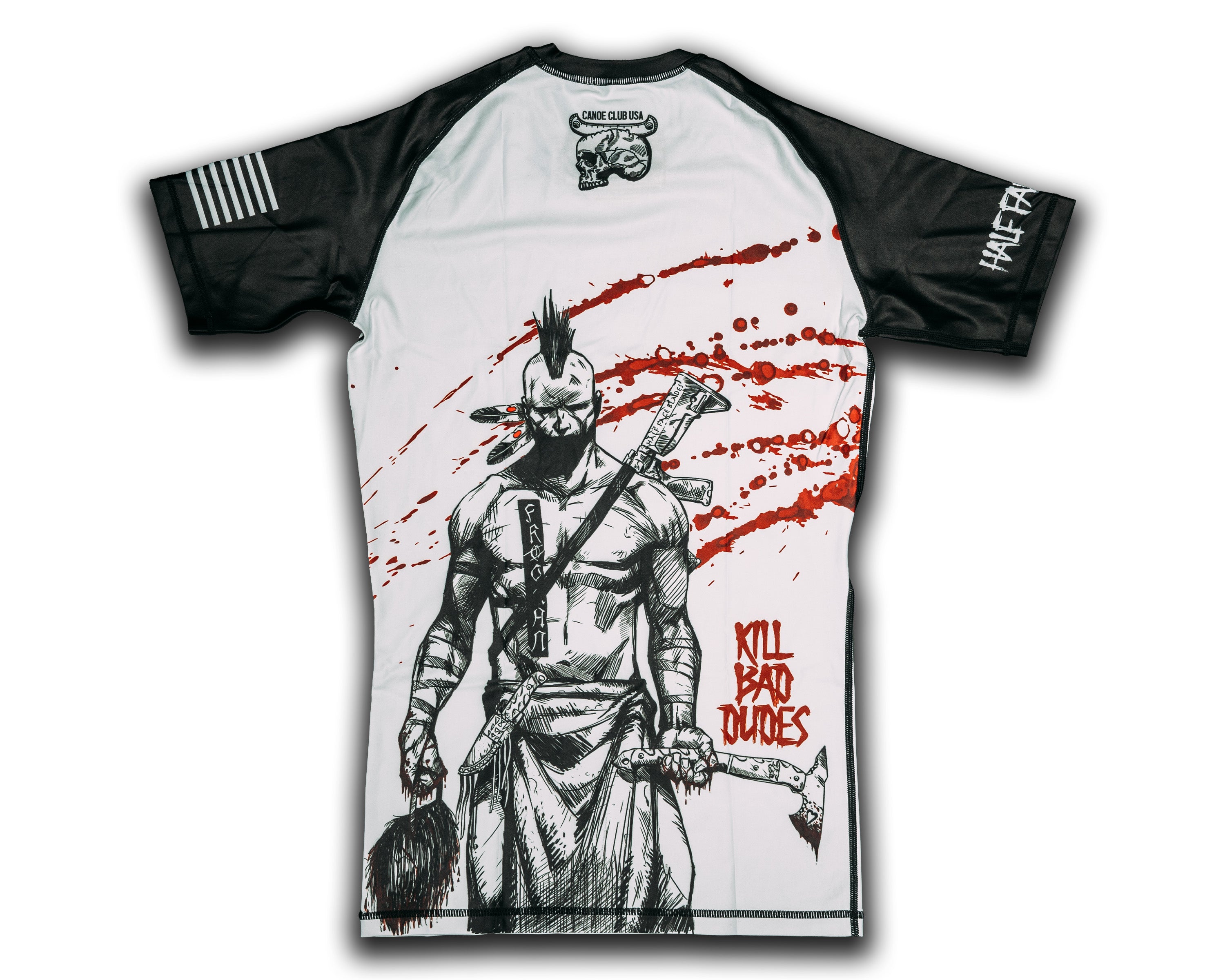 日本未入荷harf face bladeハーフフェイスブレイド ラッシュガードS White Rash Guard, short sleeve, HFB scalper, Canoe Club USA, KBD