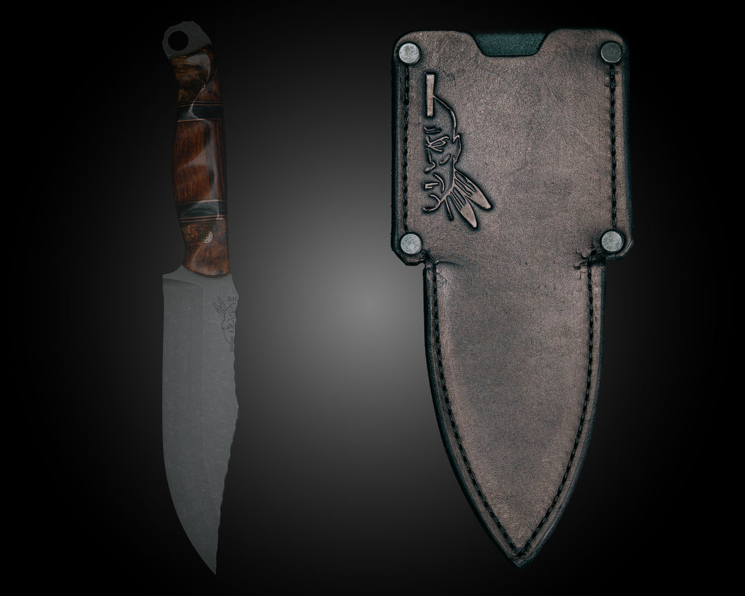 (Black Leather sheath) Disaster Breacher, Widowmaker, Crow Scout, Cavner full, size leather sheath, wider blades, 9"-10" oa, 4-5" blade