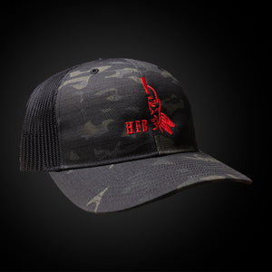Multicam Black red HFB logo, mesh snap back