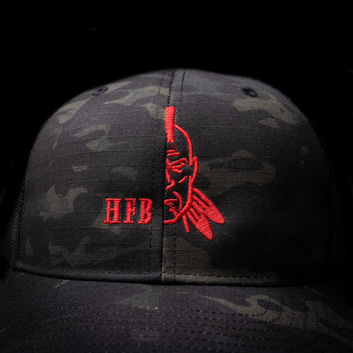 Multicam Black Red HFB Logo Mesh Snap Back