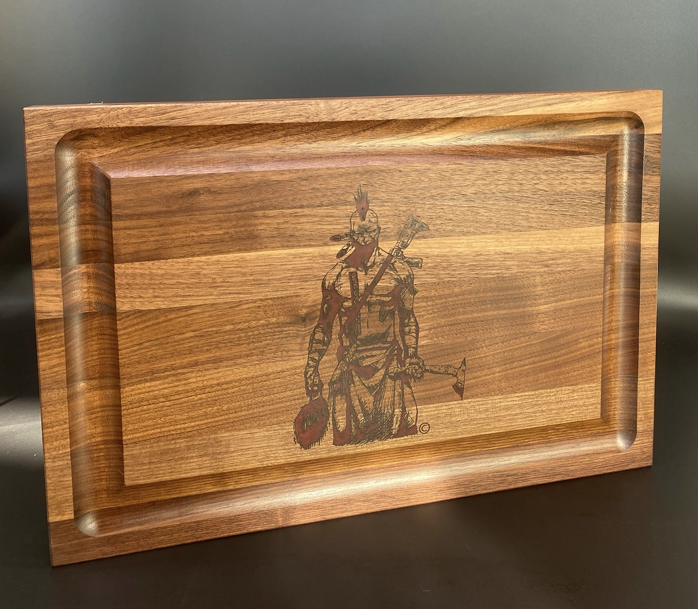 Butcher cutting block, scalper logo red resin