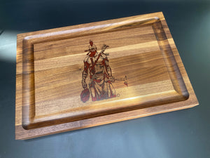 Butcher cutting block, scalper logo red resin